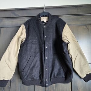Duluth Trading Black and Tan Varsity Style Jacket